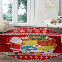 Tonga Christmas Round Carpet Kilisimasi Fiefia Santas Coat Of Arms LT05 - Polynesian Pride