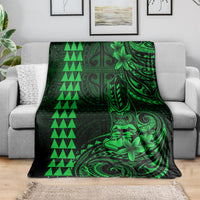 Hawaii Hauoli Makahiki Hou Blanket Lono Hawaiian God Kakau Polynesian Tribal Green LT05 - Polynesian Pride