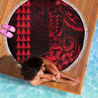 Hawaii Hauoli Makahiki Hou Beach Blanket Lono Hawaiian God Kakau Polynesian Tribal Red LT05 - Wonder Print Shop