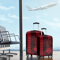 Hawaii Hauoli Makahiki Hou Luggage Cover Lono Hawaiian God Kakau Polynesian Tribal Red LT05 - Polynesian Pride