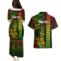Personalized Hawaii Hauoli Makahiki Hou Couples Matching Puletasi Dress and Hawaiian Shirt Lono Hawaiian God Kakau Polynesian Tribal Reggae LT05 - Polynesian Pride