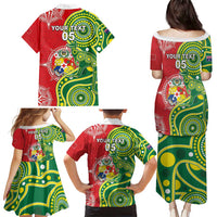 Custom Tonga Australia Rugby Family Matching Puletasi and Hawaiian Shirt Kangaroos And Tonga Mate Maa Together LT05 - Polynesian Pride
