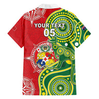 Custom Tonga Australia Rugby Family Matching Puletasi and Hawaiian Shirt Kangaroos And Tonga Mate Maa Together LT05 - Polynesian Pride