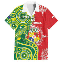 Custom Tonga Australia Rugby Family Matching Tank Maxi Dress and Hawaiian Shirt Kangaroos And Tonga Mate Maa Together LT05 Dad's Shirt - Short Sleeve Green - Polynesian Pride