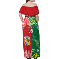 Custom Tonga XIII And Australia Kangaroos Family Matching Off Shoulder Maxi Dress and Hawaiian Shirt Mate Maa Tongan Ngatu With Aboriginal LT05 - Polynesian Pride