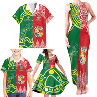 Custom Tonga XIII And Australia Kangaroos Family Matching Tank Maxi Dress and Hawaiian Shirt Mate Maa Tongan Ngatu With Aboriginal LT05 - Polynesian Pride