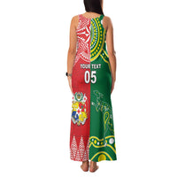 Custom Tonga XIII And Australia Kangaroos Family Matching Tank Maxi Dress and Hawaiian Shirt Mate Maa Tongan Ngatu With Aboriginal LT05 - Polynesian Pride