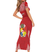 Custom Tonga Rugby Family Matching Short Sleeve Bodycon Dress and Hawaiian Shirt Tonga Mate Ma'a Take The Lead LT05 - Polynesian Pride