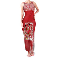 Custom Tonga Rugby Family Matching Tank Maxi Dress and Hawaiian Shirt Tonga Mate Ma'a Take The Lead LT05 Mom's Dress Red - Polynesian Pride