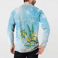 Personalised 2025 Aloha Hawaii Button Sweatshirt Tropical Flowers And Honu