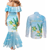 Personalised 2025 Aloha Hawaii Couples Matching Mermaid Dress and Long Sleeve Button Shirt Tropical Flowers And Honu LT05 - Polynesian Pride
