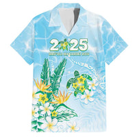 Personalised 2025 Aloha Hawaii Family Matching Long Sleeve Bodycon Dress and Hawaiian Shirt Tropical Flowers And Honu LT05 Dad's Shirt - Short Sleeve Blue - Polynesian Pride