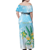 Personalised 2025 Aloha Hawaii Family Matching Off Shoulder Maxi Dress and Hawaiian Shirt Tropical Flowers And Honu LT05 - Polynesian Pride
