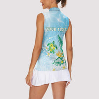 Personalised 2025 Aloha Hawaii Women Sleeveless Polo Shirt Tropical Flowers And Honu LT05 - Polynesian Pride