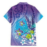 Hawaii Honu Family Matching Mermaid Dress and Hawaiian Shirt Tropical Flowers Purple Gradient LT05 - Polynesian Pride