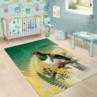 New Zealand Pigeon Kereru Area Rug Maori Fern Art Green Gradient LT05 - Polynesian Pride