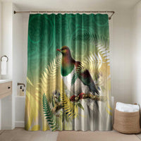 New Zealand Pigeon Kereru Bathroom Set Maori Fern Art Green Gradient LT05 Shower Curtain Only Green - Polynesian Pride