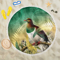 New Zealand Pigeon Kereru Beach Blanket Maori Fern Art Green Gradient LT05 One Size 150cm Green - Polynesian Pride