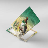 New Zealand Pigeon Kereru Canvas Wall Art Maori Fern Art Green Gradient LT05 With Frame Green - Polynesian Pride