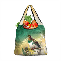 New Zealand Pigeon Kereru Grocery Bag Maori Fern Art Green Gradient LT05 1-pack One Size Green - Polynesian Pride