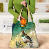 New Zealand Pigeon Kereru Grocery Bag Maori Fern Art Green Gradient LT05 - Polynesian Pride