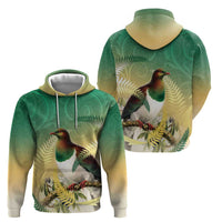 New Zealand Pigeon Kereru Hoodie Maori Fern Art Green Gradient LT05 - Polynesian Pride