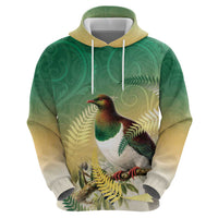 New Zealand Pigeon Kereru Hoodie Maori Fern Art Green Gradient LT05 - Polynesian Pride