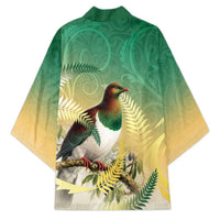 New Zealand Pigeon Kereru Kimono Maori Fern Art Green Gradient LT05 - Polynesian Pride