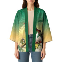 New Zealand Pigeon Kereru Kimono Maori Fern Art Green Gradient LT05 - Polynesian Pride