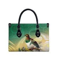 New Zealand Pigeon Kereru Leather Bag Maori Fern Art Green Gradient LT05 - Polynesian Pride