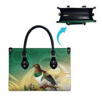 New Zealand Pigeon Kereru Leather Bag Maori Fern Art Green Gradient LT05 - Polynesian Pride