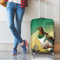 New Zealand Pigeon Kereru Luggage Cover Maori Fern Art Green Gradient - Polynesian Pride
