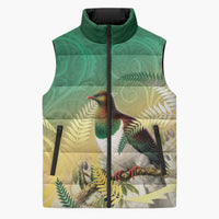 New Zealand Pigeon Kereru Sleeveless Puffer Jacket Maori Fern Art Green Gradient LT05 Unisex Green - Polynesian Pride