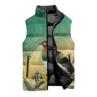 New Zealand Pigeon Kereru Sleeveless Puffer Jacket Maori Fern Art Green Gradient LT05 - Polynesian Pride