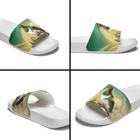 New Zealand Pigeon Kereru Slide Sandals Maori Fern Art Green Gradient LT05 - Polynesian Pride