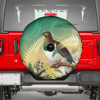New Zealand Pigeon Kereru Spare Tire Cover Maori Fern Art Green Gradient LT05 - Polynesian Pride