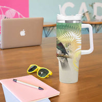 New Zealand Pigeon Kereru Tumbler With Handle Maori Fern Art Green Gradient LT05 - Polynesian Pride