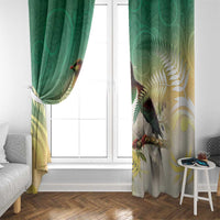 New Zealand Pigeon Kereru Window Curtain Maori Fern Art Green Gradient LT05 - Polynesian Pride