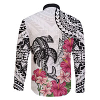 White Polynesian Hammerhead Shark Tribal Pattern Family Matching Short Sleeve Bodycon Dress and Hawaiian Shirt LT05 - Polynesian Pride