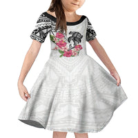 White Polynesian Hammerhead Shark Tribal Pattern Family Matching Tank Maxi Dress and Hawaiian Shirt LT05 Daughter's Dress White - Polynesian Pride