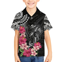 Black Polynesian Hammerhead Shark Tribal Pattern Family Matching Long Sleeve Bodycon Dress and Hawaiian Shirt LT05 Son's Shirt Black - Polynesian Pride