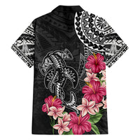 Black Polynesian Hammerhead Shark Tribal Pattern Family Matching Off Shoulder Short Dress and Hawaiian Shirt LT05 - Polynesian Pride