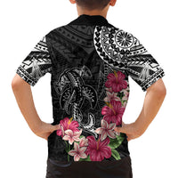 Black Polynesian Hammerhead Shark Tribal Pattern Family Matching Short Sleeve Bodycon Dress and Hawaiian Shirt LT05 - Polynesian Pride