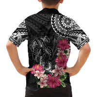 Black Polynesian Hammerhead Shark Tribal Pattern Family Matching Tank Maxi Dress and Hawaiian Shirt LT05 - Polynesian Pride