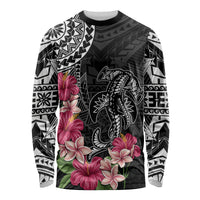 Black Polynesian Hammerhead Shark Tribal Pattern Long Sleeve Shirt