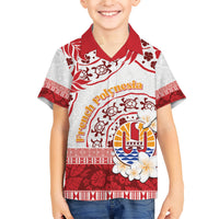 French Polynesia Internal Autonomy Day Family Matching Short Sleeve Bodycon Dress and Hawaiian Shirt Tropical Hibiscus And Turtle Pattern LT05 Son's Shirt Red - Polynesian Pride