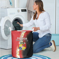 Tonga Emancipation Day Laundry Basket Tongan Ngatu Pattern With Plumeria
