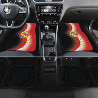 Personalised Tonga Emancipation Day Car Mats Tongan Ngatu Pattern With Plumeria LT05 Set 4pcs Red - Polynesian Pride