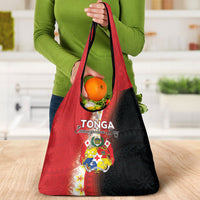 Tonga Emancipation Day Grocery Bag Tongan Ngatu Pattern With Plumeria