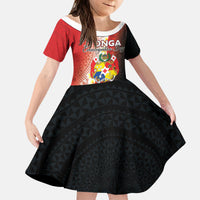Personalised Tonga Emancipation Day Kid Short Sleeve Dress Tongan Ngatu Pattern With Plumeria